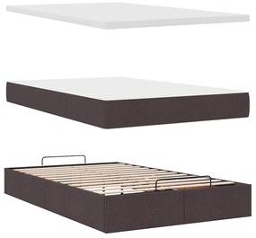 Οθωμανικό κρεβάτι με στρώμα &amp; LEDs Σκούρο καφέ 120x190cm ύφασμα 3314075