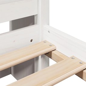 Κρεβάτι Βιβλιοθήκη Χωρίς Στρώμα Λευκό 135x190 εκ Μασίφ Πεύκο - Λευκό