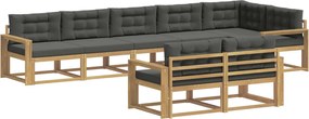 vidaXL Σειρά Καναπέ Εξωτερικού 6 pcs Άσπρο και Ανθρακί Πολυεστέρας