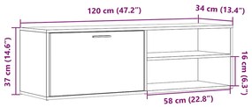 Έπιπλο Τηλεόρασης Παλιό Ξύλο 120 x 34 x 37 εκ. από Μοριοσανίδα - Καφέ