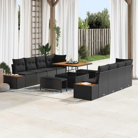 vidaXL Σετ Καναπέ Κήπου με μαξιλάρι 11 pcs Μαύρο