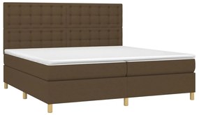 vidaXL Κρεβάτι Boxspring με Στρώμα &amp; LED Σκ.Καφέ 200x200εκ. Υφασμάτινο