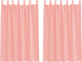 vidaXL Voile κουρτίνες με τσέπες ράβδου 2 τεμάχια Ροζ