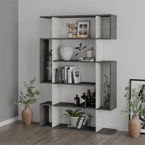 Βιβλιοθήκη Mito Megapap χρώμα λευκό αντικέ - γκρι ρετρό 108x25x161εκ.