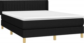 vidaXL Κρεβάτι Boxspring με Στρώμα Μαύρο 140x190 εκ. Υφασμάτινο