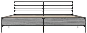 Πλαίσιο Κρεβατιού Γκρι Sonoma 180x200 εκ. Επεξ. Ξύλο &amp; Μέταλλο - Γκρι