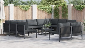 vidaXL Σετ Καναπέ Κήπου 11 pcs Ανθρακί Ατσάλι