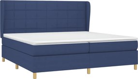 vidaXL Κρεβάτι Boxspring με Στρώμα Μπλε 200x200 εκ. Υφασμάτινο
