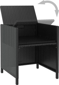 vidaXL Σετ Τραπεζαρίας Εξ. Χώρου 13 τεμ Μαύρο Συνθ. Ρατάν με Μαξιλάρια