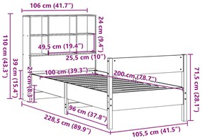 ΚΡΕΒΑΤΙ ΒΙΒΛΙΟΘΗΚΗ ΧΩΡΙΣ ΣΤΡΩΜΑ 100X200 ΕΚ. ΜΑΣΙΦ ΞΥΛΟ ΠΕΥΚΟ 3322994