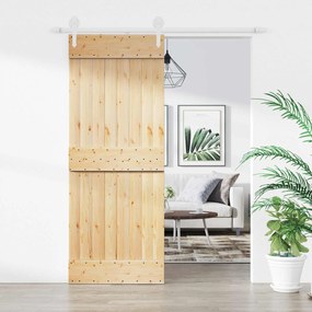 vidaXL Συρόμενη Πόρτα Φυσικό και Λευκό 80 x 210 cm
