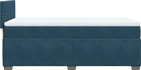 vidaXL Κρεβάτι Boxspring με Στρώμα Μπλε 100x200 εκ. Βελούδινο