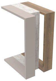 Βοηθητικό τραπέζι Muju pakoworld σε 3 χρώματα φυσικό-λευκό μαρμάρου-μόκα 40x30x57εκ