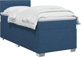 vidaXL Κρεβάτι box spring με στρώμα Μπλε 90 x 200 cm Ύφασμα