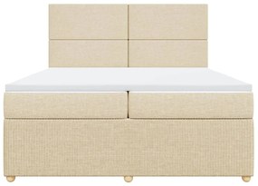 Κρεβάτι Boxspring με Στρώμα Κρεμ 200x200 εκ. Υφασμάτινο - Κρεμ