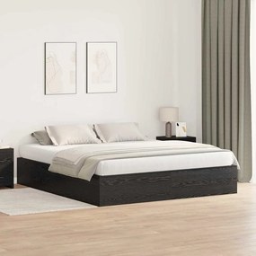 vidaXL Κρεβάτι αποθήκης Μαύρο Δρυς 180x200 εκ.