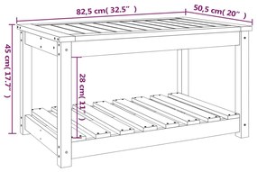 Τραπέζι Κήπου Μαύρο 82,5x50,5x45 εκ. από Μασίφ Ξύλο Πεύκου - Μαύρο
