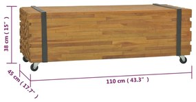 Τραπεζάκι Σαλονιού 110 x 45 x 38 εκ. από Μασίφ Ξύλο Teak - Καφέ