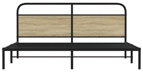 vidaXL Σκελετός Κρεβ. Χωρίς Στρώμα Sonoma Δρυς 180x200 εκ. Μεταλλικό
