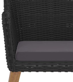 vidaXL Σετ Τραπεζαρίας Κήπου 7 Τεμαχίων Μαύρο με Μαξιλάρια