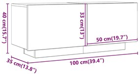 Κομοδίνο τεχνίτης Δρυς 100x35x40 εκ. από Επεξεργασμένο Ξύλο - Καφέ