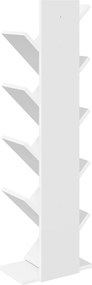 vidaXL Βιβλιοθήκη Δέντρου 6-Επιπέδων 30 x 18 x 100 εκ Λευκό
