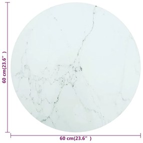 vidaXL Επιφάνεια Τραπεζιού Λευκή Ø60 x 0,8 εκ. Ψημ. Γυαλί Μαρμ. Σχέδιο