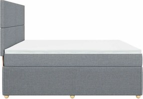 vidaXL Κρεβάτι Boxspring με Στρώμα Ανοιχτό Γκρι 200x200 εκ. Υφασμάτινο