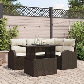 vidaXL Σετ Καναπέ Κήπου 5 pcs Καφέ 100 x 55 x 73 εκ Πολυ ράταν