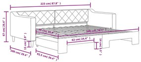 Καναπές Κρεβάτι Συρόμενος Ανοιχτό Γκρι 90 x 200 εκ. Υφασμάτινος - Γκρι