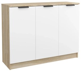 Συρταριέρα Λευκή/Sonoma Δρυς 90,5x30x70 εκ. Επεξεργασμένο Ξύλο - Μπεζ