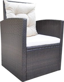 vidaXL Σετ Τραπεζαρίας Εξ. Χώρου 6 τεμ. Καφέ Συνθ. Ρατάν με Μαξιλάρια