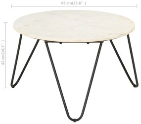 vidaXL Τραπεζάκι Σαλονιού Λευκό 65x65x42 εκ. Πέτρα με Μαρμάρινη Υφή