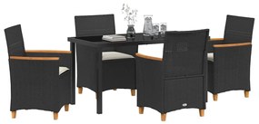 vidaXL Σέτ φαγητού για κήπο 5 pcs Μαύρο συνθετικό ρατάν