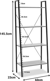 Βιβλιοθήκη- Ραφιέρα Ramon pakoworld φυσικό-μαύρο 60x23x145,5εκ