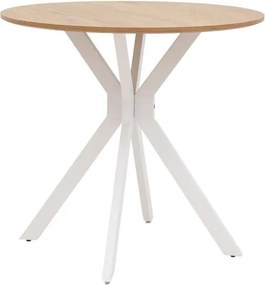 Τραπέζι Xuson φυσικό mdf-πόδι λευκό μέταλλο Φ80x75εκ 80x80x75 εκ.