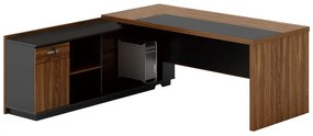 Intrahome Γραφείο επαγγελματικό με αριστερή γωνία Oscar Intrahome μελαμίνη σε καρυδί-ανθρακί απόχρωση 240x180x76εκ | SKU: INTRAPA-357111126