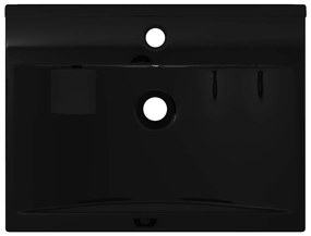 vidaXL Νιπτήρας Πολυτελής Ορθογώνιος με Οπή Βρύσης Μαύρος 60x46 εκ. Κεραμικός