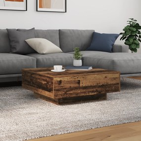 vidaXL Τραπεζάκι καφέ με LED φώτα παλιού ξύλου 80x80x31 εκ.