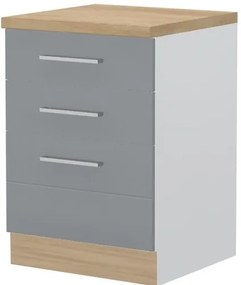 Επιδαπέδιο ντουλάπι Hudson R-60-3F-Λευκό - Γκρι - 60.00Χ60.00Χ88.00cm