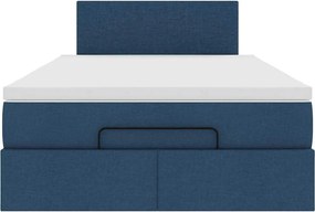 VidaXL Οθωμανικό κρεβάτι με στρώμα & LEDs Μπλε 120x200 cm Ύφασμα