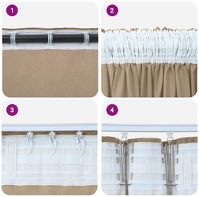 vidaXL Κουρτίνες  2 τεμ με ράβδους Σαμπάνια 260x140 εκ
