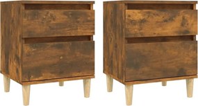 vidaXL Κομοδίνα 2 τεμ. Καπνιστή Δρυς 40 x 35 x 50 εκ.