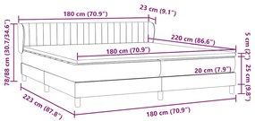 BOX SPRING ΚΡΕΒΑΤΙ ΜΕ ΣΤΡΩΜΑΤΑ ΣΚΟΥΡΟ ΓΚΡΙ 180X220 CM ΒΕΛΟΥΔΙΝΟ 3317746