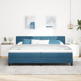 vidaXL Κρεβάτι με Στρώμα Σαλονιού Σκούρο Μπλε 200x200 εκ Βελούδο