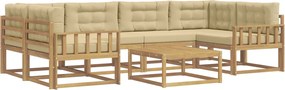 vidaXL Σειρά Καναπέ Εξωτερικού με μαξιλάρι 5 pcs Λευκό και Μπεζ