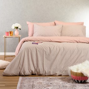 Σεντόνια Διπλά (Σετ) Melinen Casual Line Davide Rose Ροζ Με Λάστιχο 150x200+32