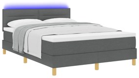 vidaXL Κρεβάτι με Βάση με Στρώμα & LED Σκούρο Γκρι 140x200 εκ. Ύφασμα
