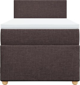 vidaXL Κρεβάτι Boxspring με Στρώμα Σκούρο Καφέ 100x200 εκ. Υφασμάτινο