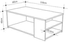 Τραπεζάκι σαλονιού Berg Megapap χρώμα γκρι ρετρό 110x60x40εκ.